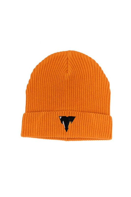 Orange fisherman beanie with the JCKR embroidered logo on a white background