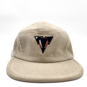 light beige fine corduroy 5 panels hat with JCKR logo embroidered patch on the front