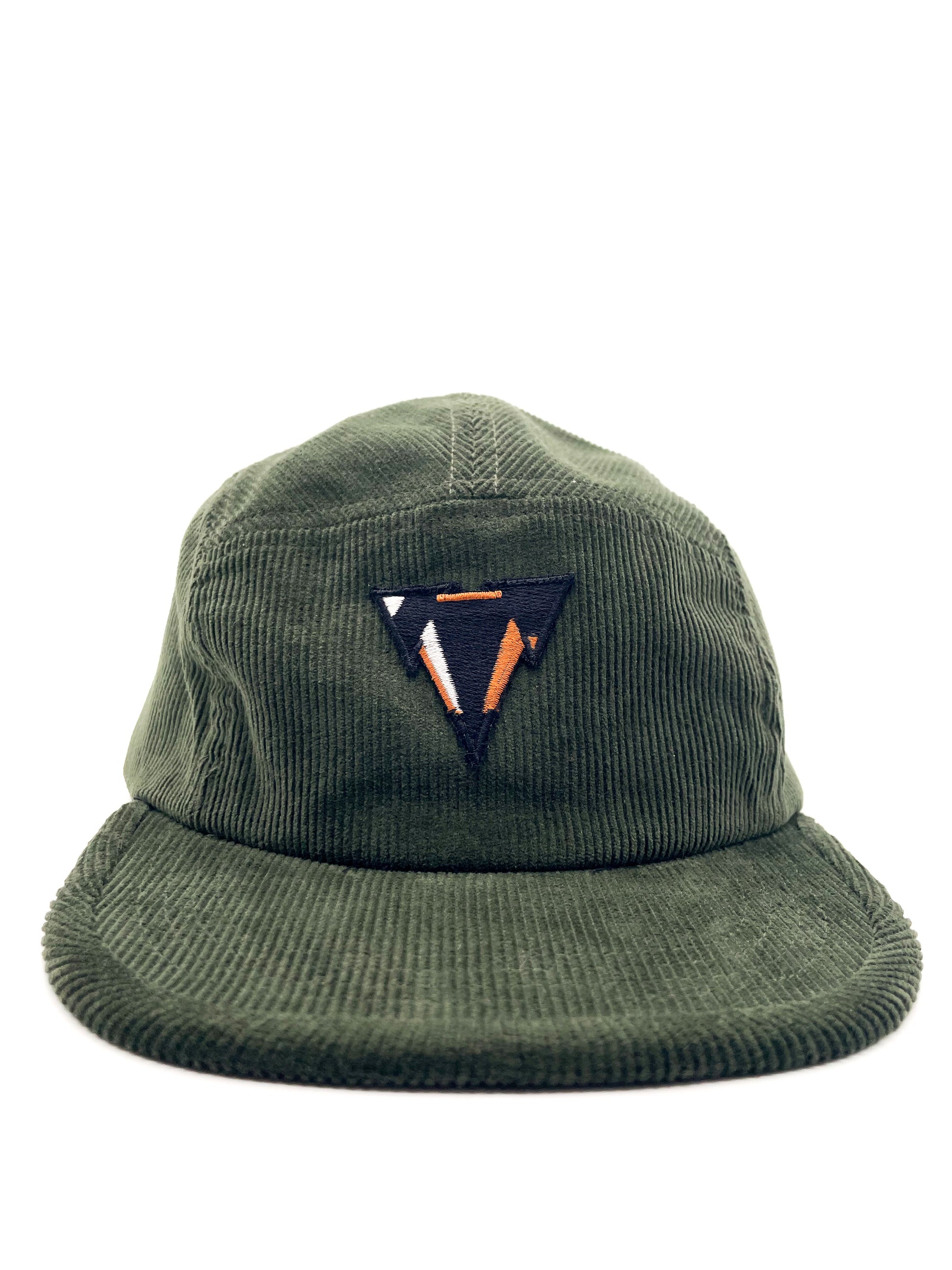green fine corduroy 5 panels hat with JCKR logo embroidered patch on the front