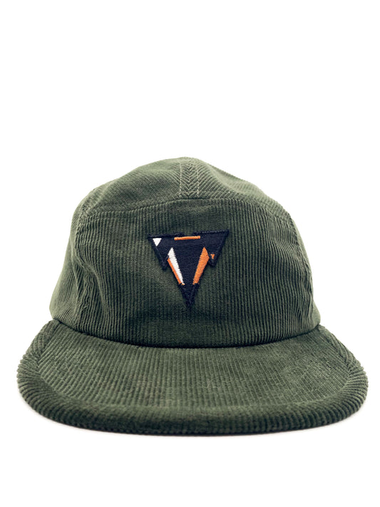 green fine corduroy 5 panels hat with JCKR logo embroidered patch on the front