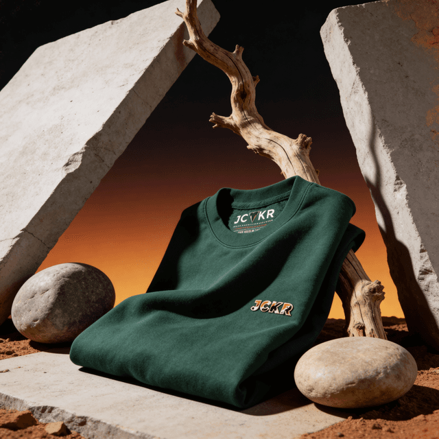 JCKR crewneck LARA with chenille patch, in green