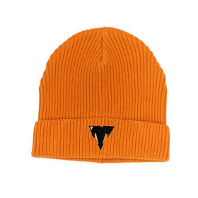 Orange fisherman beanie with the JCKR embroidered logo on a white background